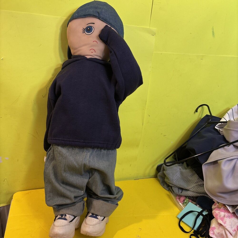 Goffa "Sad Boy" Plush Doll Hand Stitched 28 Inch Vintage 1999 In Great Condition